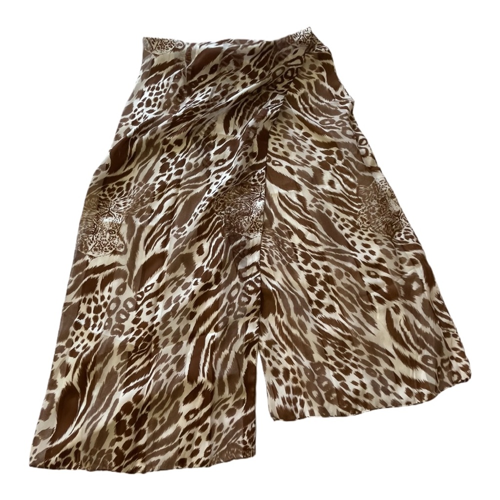 Leopard Print 100% Silk Long Scarf 14” x 62”